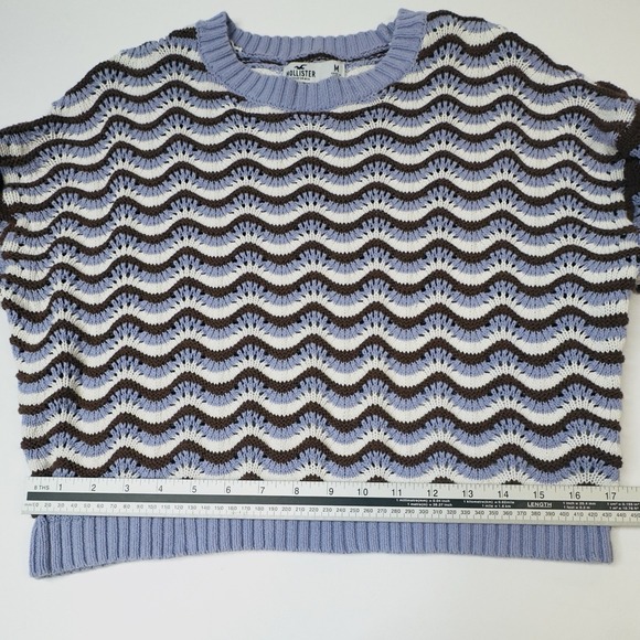 Hollister Crochet Knit Sweater Wave Pattern Women's Pullover Size Medium - Picture 12 of 12